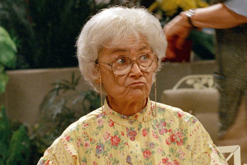 Estelle Getty plays TV mom Sophia Petrillo on 'Golden Girls.'