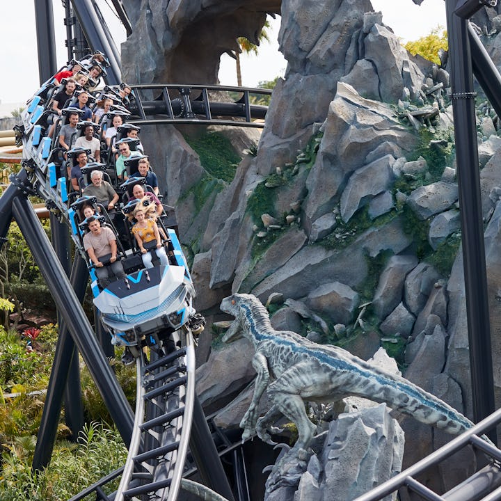 Guests ride the Velocicoaster at Universal Orlando.