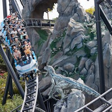 Guests ride the Velocicoaster at Universal Orlando.