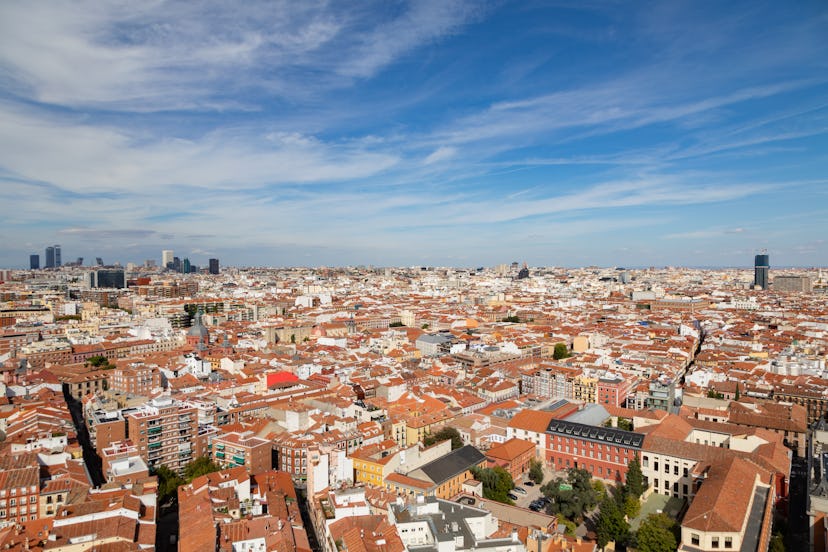 Panoramic view of Madrid from a rooftop of building, Spain