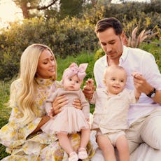 Paris Hilton poses for a picture with her family. 