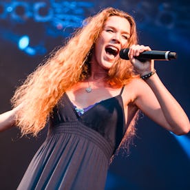 Joss Stone singer performs live on stage during Rock in Rio Festival on September 29, 2011 in Rio de...