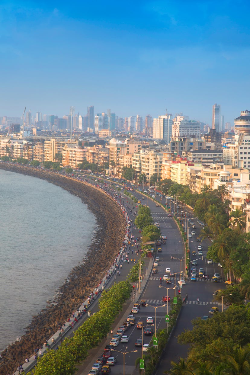 India Mumbai oct 2/2013  Back Bay region with marine drive roadway seen at dusk