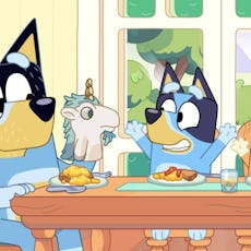 A scene from the popular kids' show, Bluey.