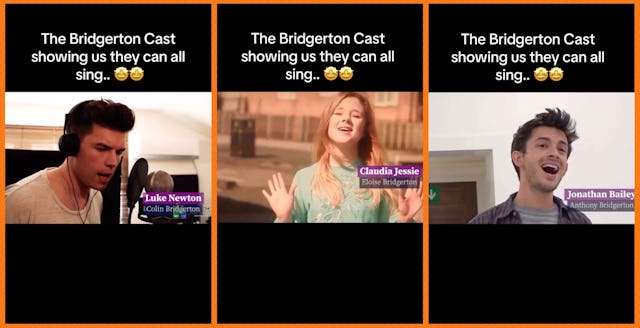 A viral video shows various clips of the 'Bridgerton' cast all singing.