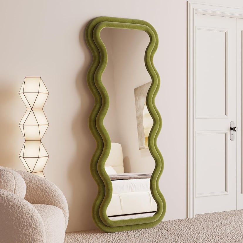 Bojoy Full-Length Wavy Arched Floor Mirror 63"x24"