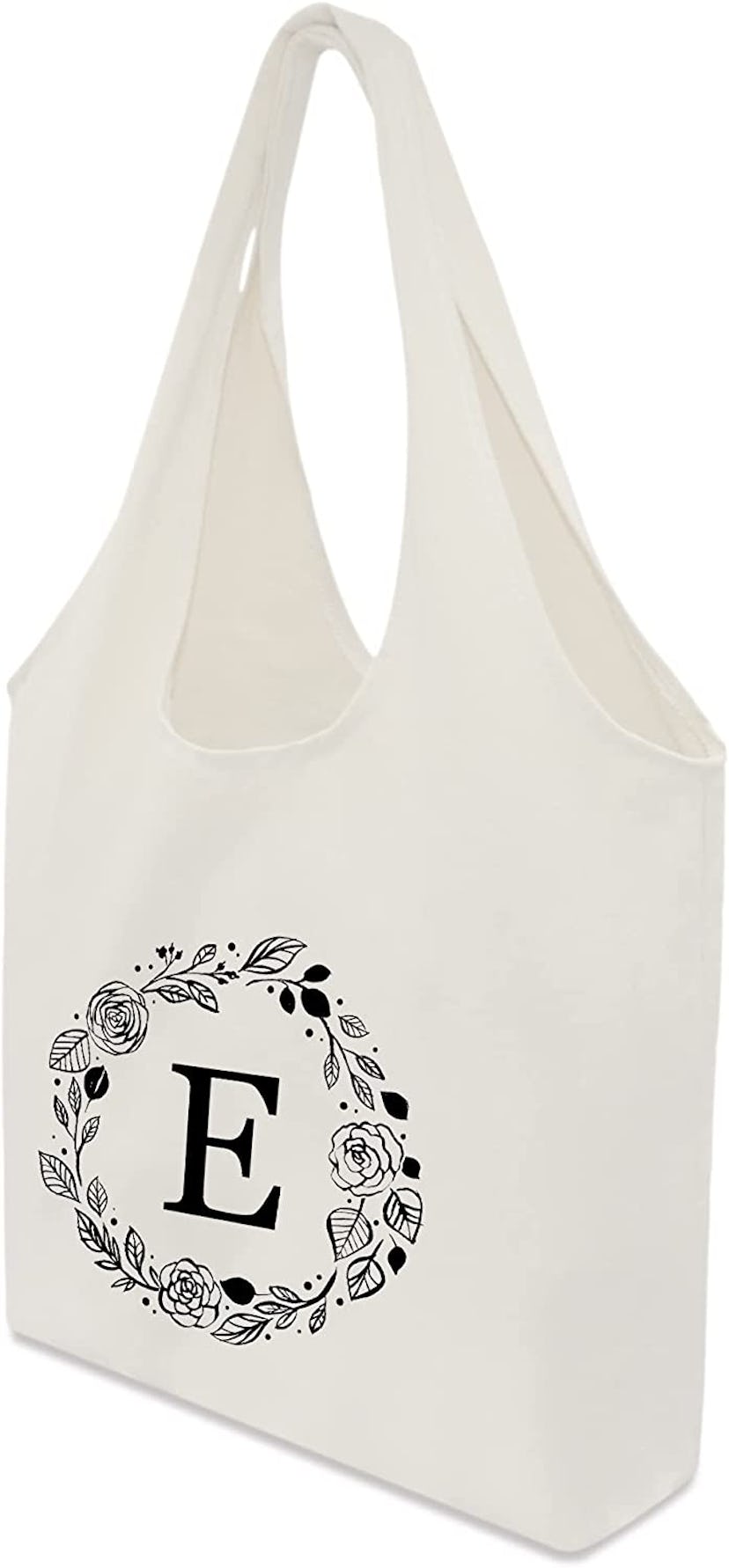 Binggemen Personalized Initial Canvas Tote Bag With Inner Pockets