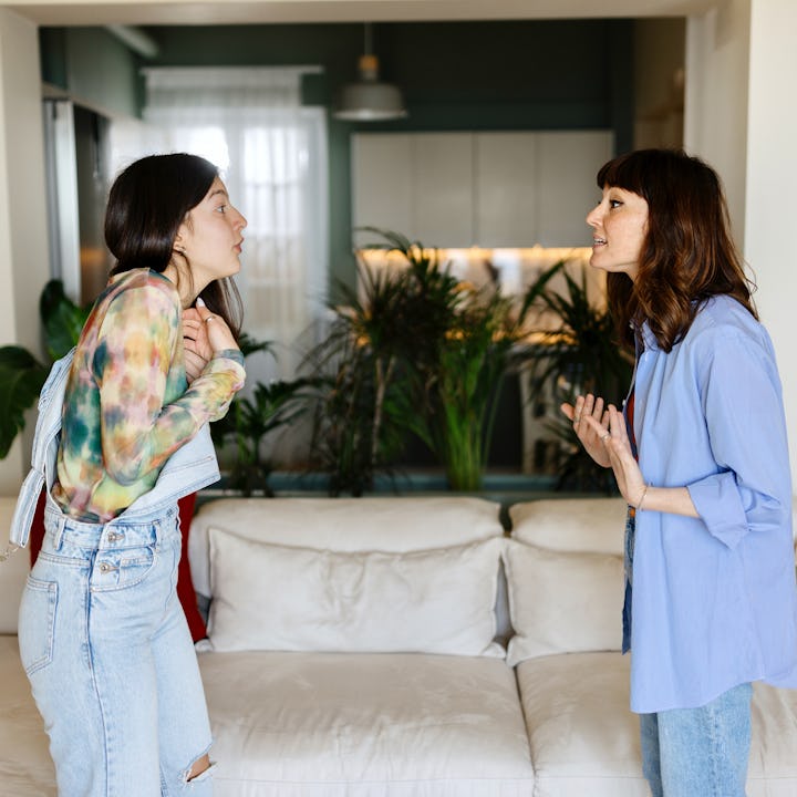 A mother and teen have a tense conversation.