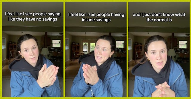 TikToker Hannah Lasche makes a case for sharing your savings account amount.