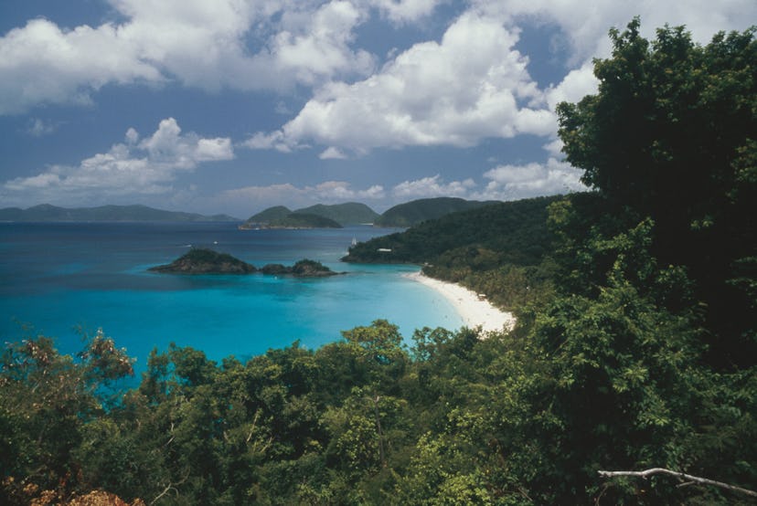 View of Trunk Bay, Virgin Islands National Park, island of Saint John, US Virgin Islands, United Sta...