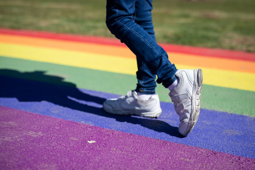 Walking along a colourful path